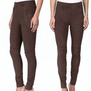 Lysse Brown Faux Suede Pull On Pants Sz L